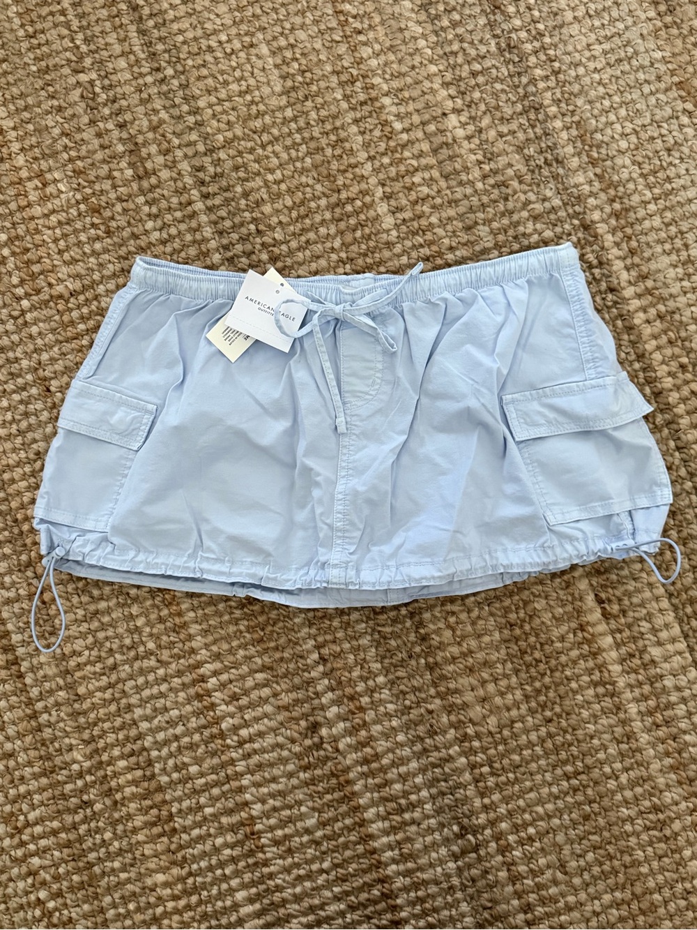 American Eagle Super Low-Rise Cargo Parachute Micro Mini Skirt